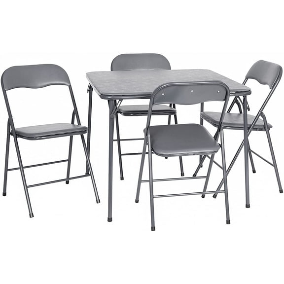33.5" Square Folding Multipurpose Card Table with Padded Vinyl Top, Portable Folding Game Table for 4 Players, Gray
