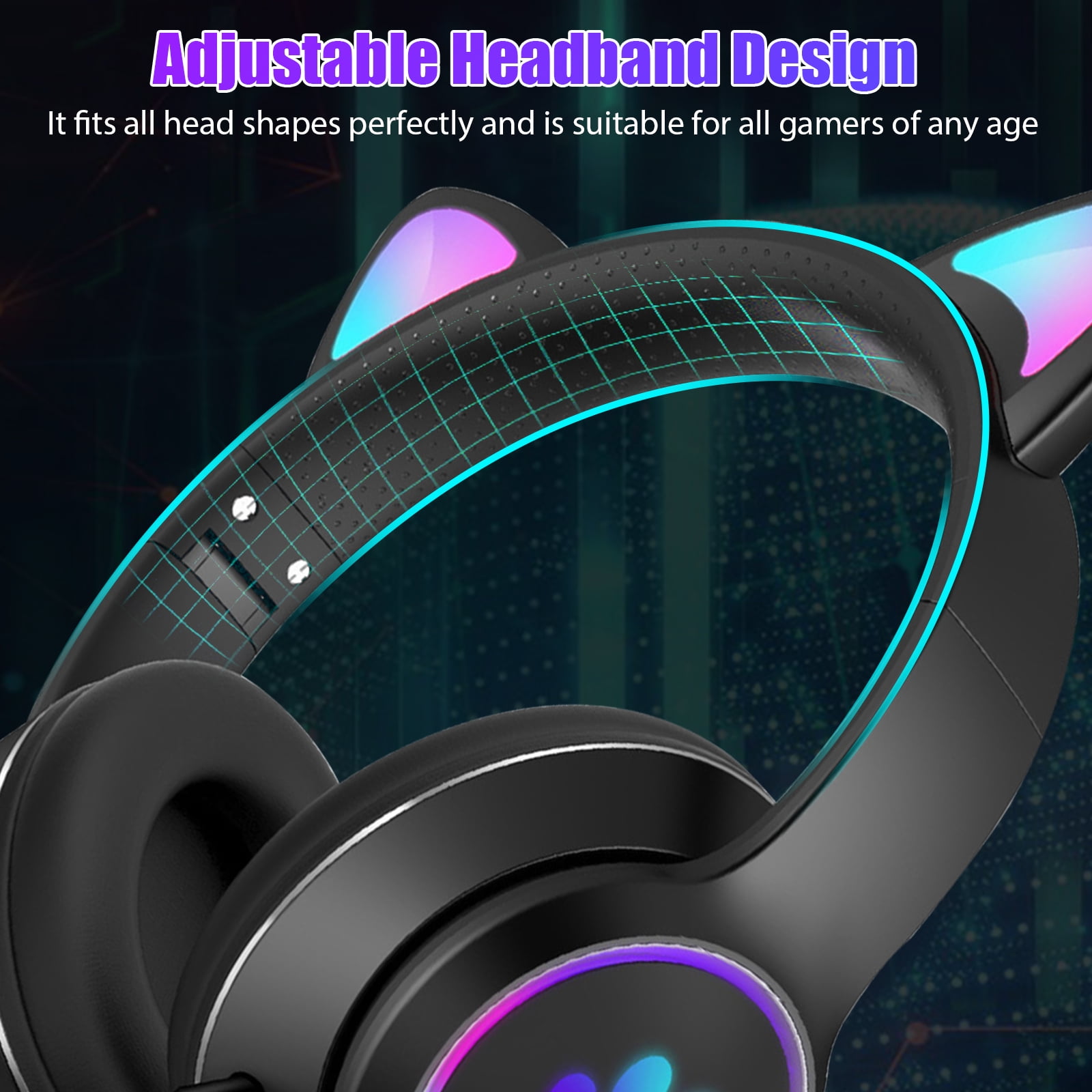 XINYTEC Detachable Gaming Headphones Cat Ears Attachment Stereo