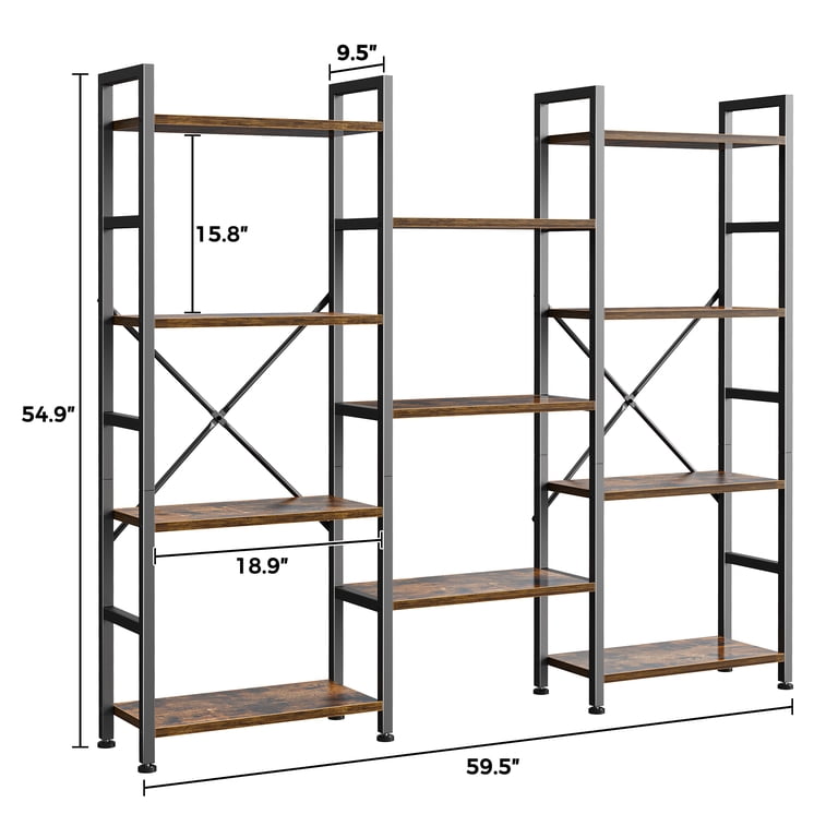 Amadwell 4-Tier Industrial Bookcase, Brown photo 4