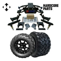 Hardcore Parts 6” Heavy Duty Double A-Arm Suspension Lift Kit for Club Car PRECEDENT Golf Cart (2004 ) with 12" Black 'Night Stalker' Wheels and 22"x11"-12" DOT rated Mud-Terrain/All-Terrain tires