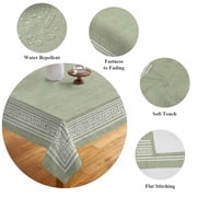Waterproof Tablecloth Sage Green Linen Burlap Key Square Table Cloth 54x54in,Wipeable Washable Table Cover Abstract Greek Inspired Texture Tablecloths for Dining Tables Kitchen Picnic Ourdoor