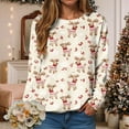 thumbnail image 2 of TTUHYWXI Womens Ugly Christmas Deer Sweatshirts Fashion Xmas Pullover Tops Fall Casual Crewneck Long Sleeve T Shirts Oversized (Beige, XL), 2 of 6