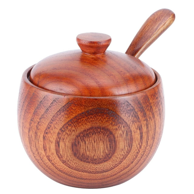 Spice Container,Wooden Salt Box with Condiment Pot Kitchen Utensil Exceptional Reliability