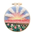 thumbnail image 2 of Handmade Craft Stamped stitch Home Crafting DIY Fabric Flower Pattern Embroidery Hoop Starter Art Making Handy Sewing Flower Sea, 2 of 10