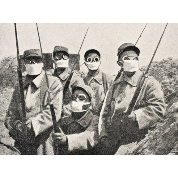 Posterazzi DPI1855322 French Soldiers Wearing Gas Mask In 1915 From The War Illustrated Album Deluxe Published London 1916 Print, 17 x 12