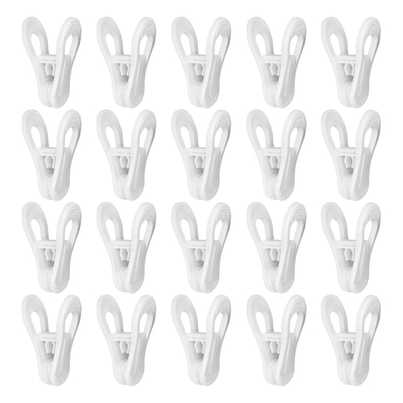 Masteelf 30 Pcs Hanger Clips Multi-Purpose Plastic Hangers Clips Clothes Pins Finger Clips For Plastic Clothes Hangers Skirt Pants Hangers White