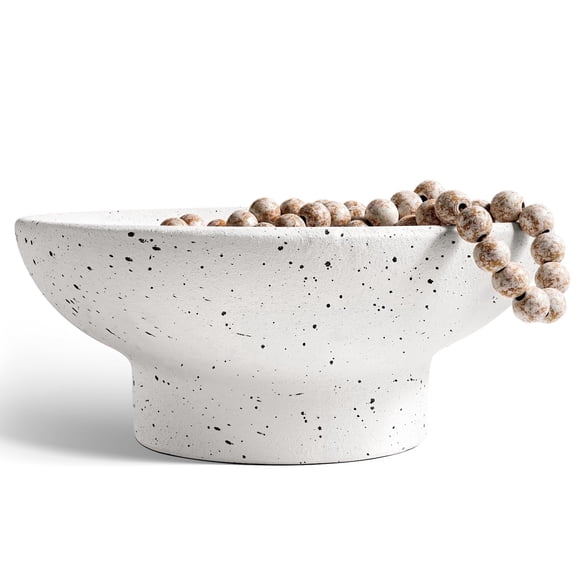 LE TAUCI 10" Ceramic Decorative Bowl, Modern Key Purse Bowl for Entryway Table, Fruit Bowl for Dining Table or Coffee Table Decor, Speckled White (Accessories Not Included)