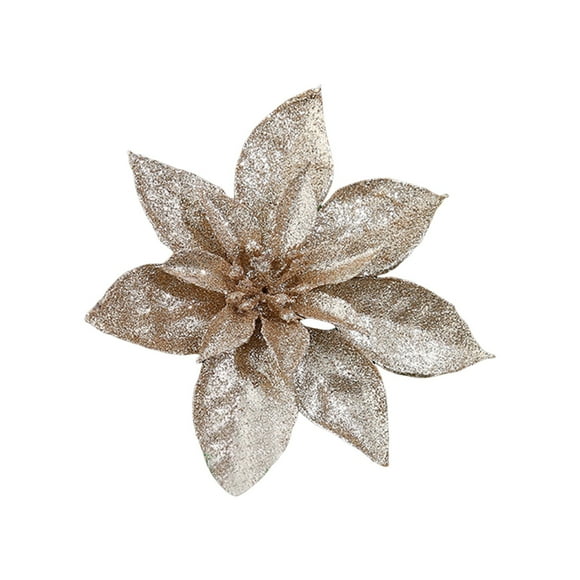LILELIS 20PCS Glitter Christmas Flowers with 20PCS Clips Flower Christmas Tree Flower Decorations Xmas Tree Ornaments Christmas Floral Tall Fall Floral Arrangement