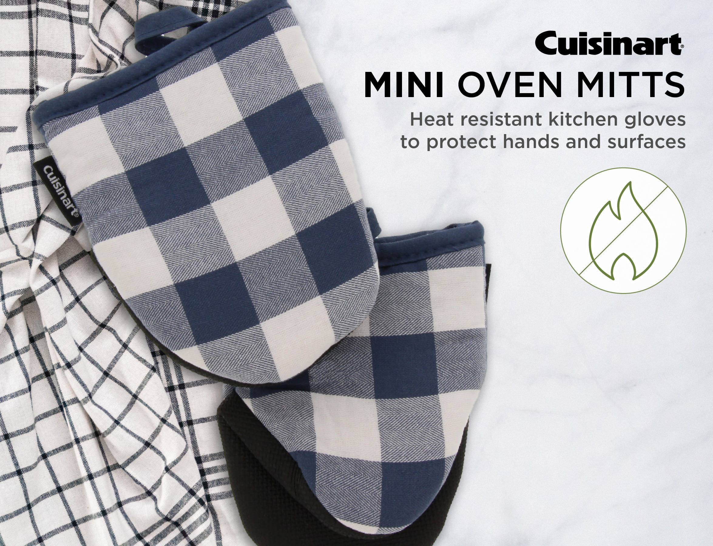Mini Oven Mitts, 2 Pack Heat Resistant 300 ºF Little Oven Gloves Pot Holder  Neoprene Cotton Trivet for Kitchen Cooking - Non-Slip Grip, Hanging Loop