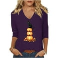 thumbnail image 2 of Neewe Womens 3/4 Length Sleeve Tunic Tops Casual V Neck Shirts Basic Tees Business Work Blouses Halloween Fall 2025 Clothes, 2 of 5