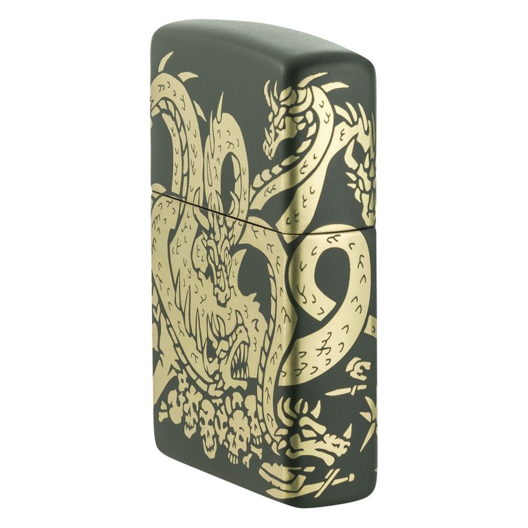 Zippo Green Dragon Windproof Lighter - Refillable Metal Lighter With Lifetime Guarantee