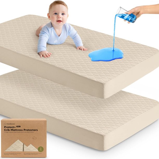 Protector impermeable para colchón de cuna, paquete de 2, KeaBabies