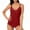 Burgundy, variant on Lovskoo 2024 Women's Standard Multi-Strap Cross Back One Piece Swimsuit Retro Halter Plunge Ruched High Waist Bikini Bottom Swimwear Blue-XL