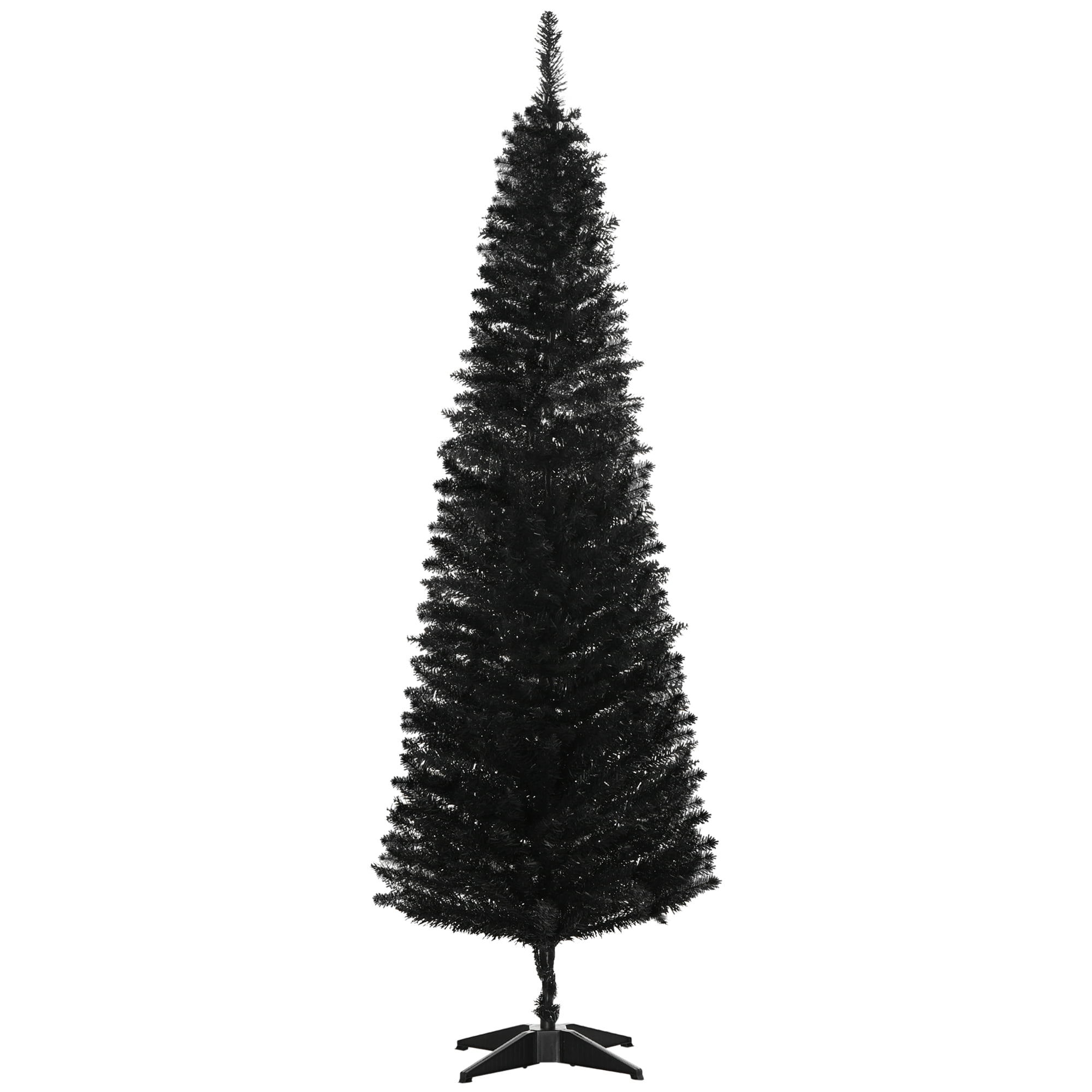 6' Artificial Pencil Christmas Tree, Slim Xmas Tree with 390 Realistic Branch Tips and Plastic Stand, Black