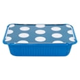 thumbnail image 4 of 16 oz Rectangle Blue Aluminum Take Out Container - Polka Dot Paper Lid - 7 1/4" x 5 1/4" x 2" - 50 count box, 4 of 10