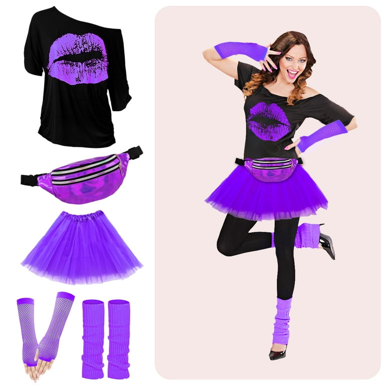 80s Costume Accessories for Women, T-Shirt Tutu Fanny Pack