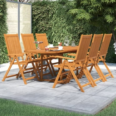 vidaXL 7 Piece Patio Dining Set Solid Wood Acacia, 3079639