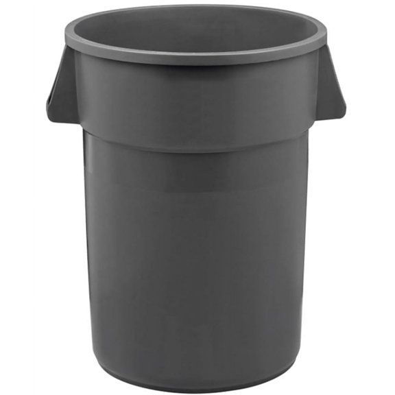 Veado Round Commercial 32 Gallon Gray Trash Can. Waste Container for Home, Sidewalks, Roadside, Outdoor Multi-Purpose Can