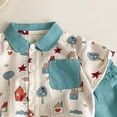 thumbnail image 3 of Toddler Boys Crewneck Green Short Sleeve Tee Shirt And Check Shorts Set 6-12 Months 12-24 Months 2t 3t 4t 5t 6t 7t Children,Trendy(Sky Blue,18-24 Months), 3 of 3