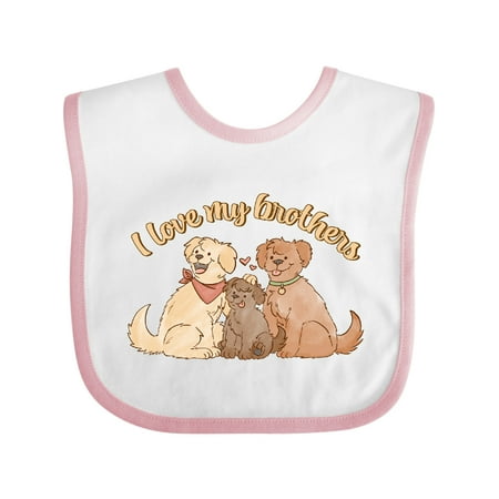 

Inktastic I Love My Brothers Cute Smiling Dogs Gift Baby Boy or Baby Girl Bib