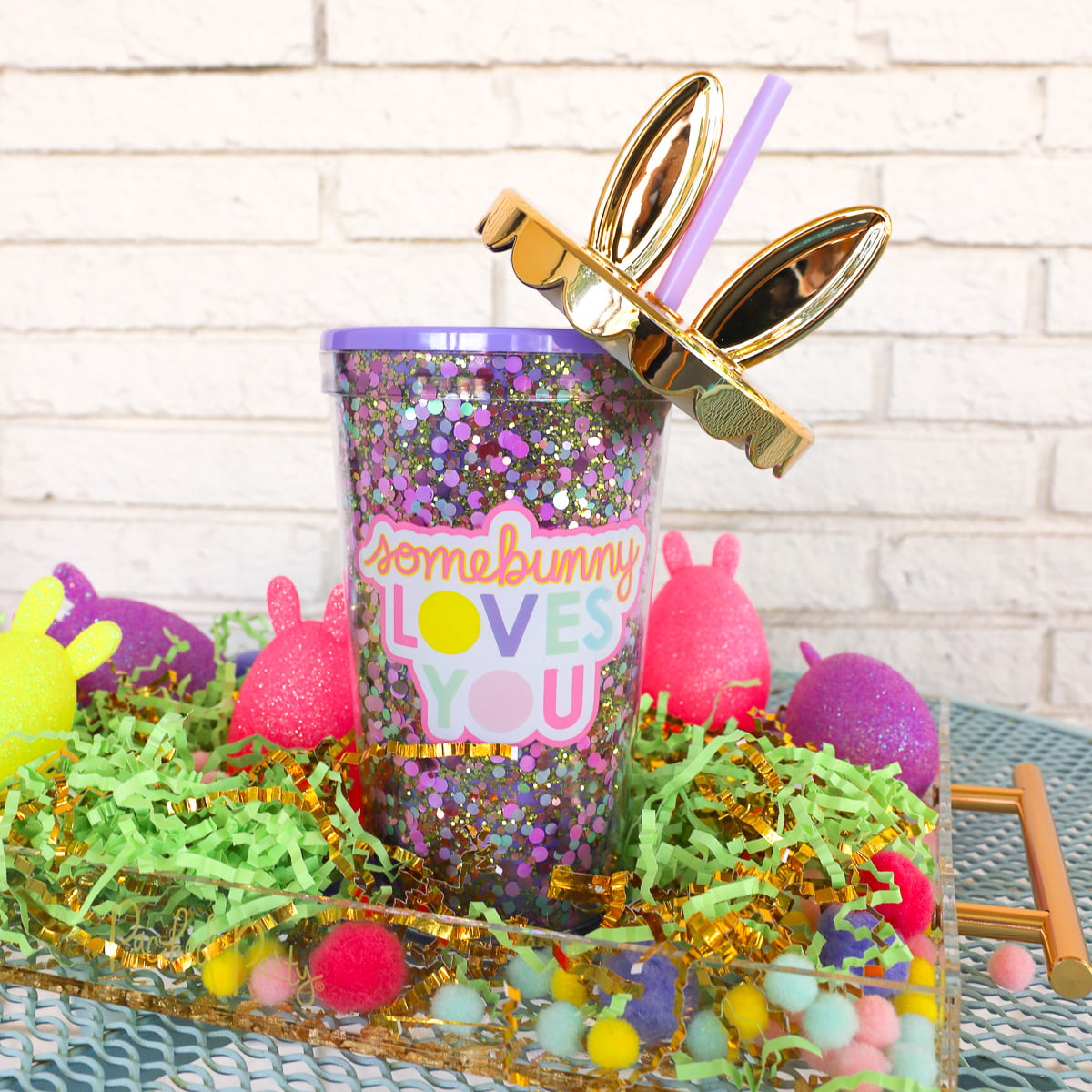 Packed Party 'so Egg-Stra' Easter Confetti Filled 18oz. Straw Tumbler,  Bunny Lid