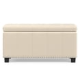 thumbnail image 3 of Amelia 34" W Rectangle Storage Ottoman Bench in Satin Cream Faux Leather, 3 of 14