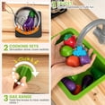 thumbnail image 4 of OLAKIDS Mud Kitchen, Outdoor Toys Play Kitchen with Acrylic Drawing Board Blackboard 4 Cups Removable Sink Cooking Accessories Wooden Kids Kitchen Playset Backyard Garden Gift for Boys Girls Ages 3+, 4 of 7