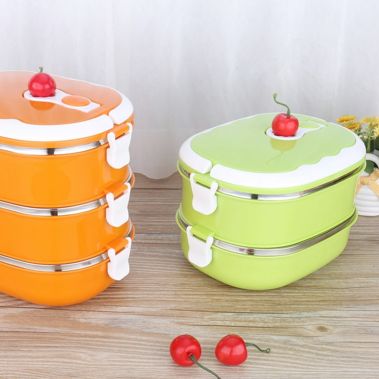 Rectangular Silicone Lunch Box Dividers 3pcs - Bento Green, Orange