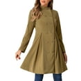 thumbnail image 4 of INSPIRE CHIC Women's Velvet A-Line Coat Double Breasted Stand Collar Mid-Length Winter Trench Coat S Khaki, 4 of 6