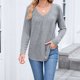 thumbnail image 4 of Ailaofu Women Tops Long Sleeve Shirts V Neck Loose Fit Soft Casual Solid Color T-Shirts Fall Clothing, 4 of 6