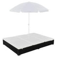 thumbnail image 1 of vidaXL Lit de Salon d'Extérieur avec Parasol en Rotin Poly Noir, 1 of 5