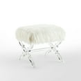 thumbnail image 4 of Inspired Home Nelly Faux Fur and Acrylic Ottoman X-Leg Stool, Cream White, 4 of 8