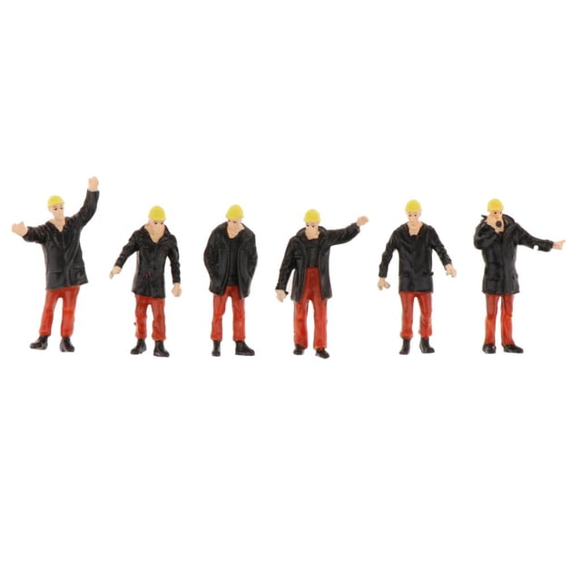 Set de 6 piezas de accesorios para maquetas a escala 1/50. Figuras masculinas de construcción, coloridas y versátiles. Negro