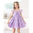 thumbnail image 3 of Lanbubble Girls Dress Purple A-Line Ruffle Sleeve Casual Holiday Summer Dress, 11-12 Years, 3 of 7