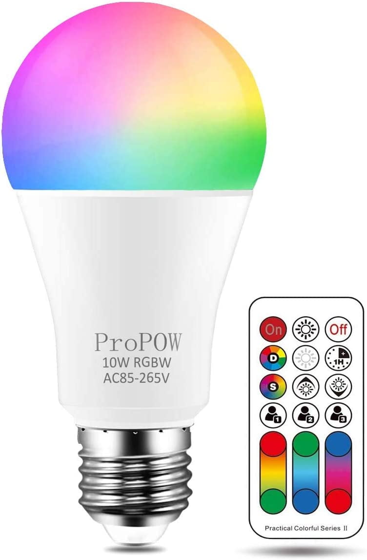 How To Change The Color Of A Light Bulb Color Changing Light Bulb,10W RGBW Colors LED Light Bulb Dimmable A19 LED Light Bulbs with Remote Control,LED Night Light Bulbs Mood Light Bulb 10W RGB 2700K(1 Pack) - Walmart.com