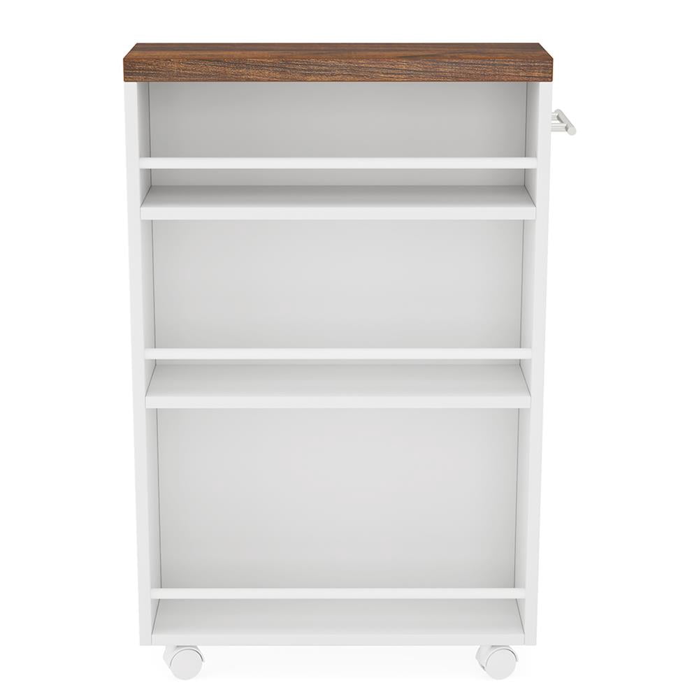 Barara King Kitchen Island, Kitchen Storage Island,4-Tier Storage Cart, Slim Rolling Narrow Kitchen Cart for Small Place,White