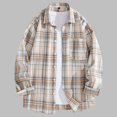 thumbnail image 2 of Mens Graphic T-Shirts Lapel Button Long Sleeve Plaid Loose Casual Shirt Tops, 2 of 4