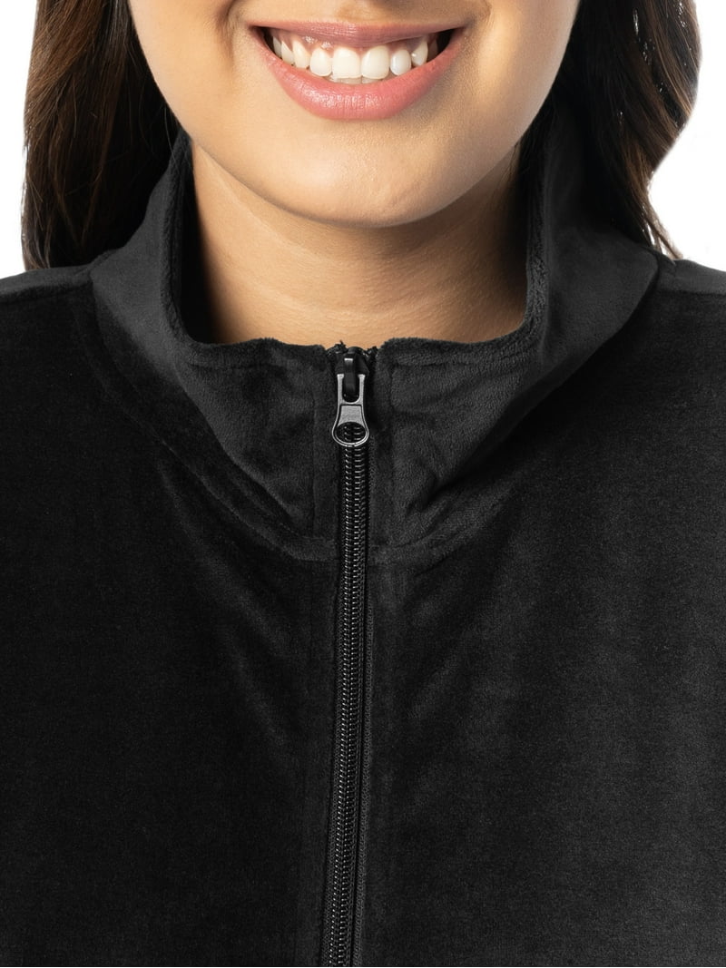 Athletic Works Women's Plus Size Active Velour Zip-Up Tracksuit