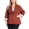 thumbnail image 6 of MODA NOVA Juniors Plus Size Stripe Cuff Notched Lapel Casual Blazer, 6 of 7