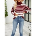 thumbnail image 2 of KelaJuan Women's Geometric Print Sweaters Long Sleeve Turtleneck Oversized Pullovers Casual Knit Tops, 2 of 6