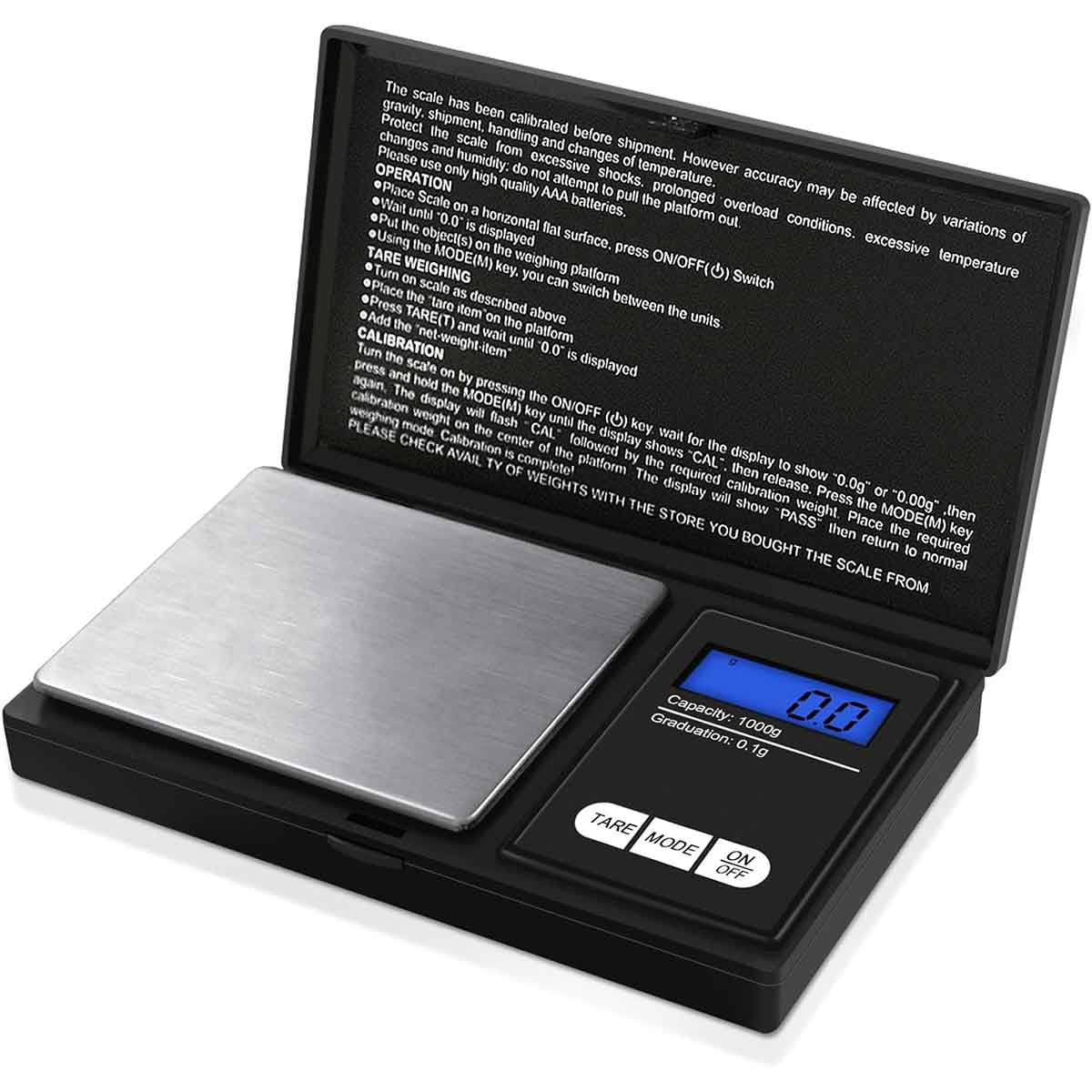 Gram Scale Digital Scale 0.1g Accuracy, 1000g Small Pocket Scale Jewelry Scale, Weight for Food Ounces and Grams Kitchen Scale, Mg Scale for Powder Medicine Gold Weed, Portable
