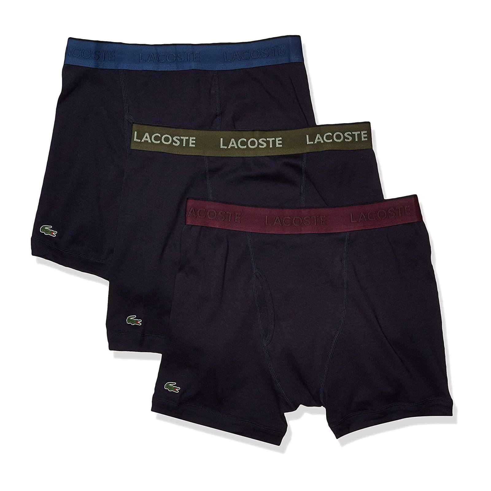 Lacoste Mens Underwear 3-Pack Microfiber Boxer Briefs 
