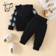 thumbnail image 2 of Gibobby Conjunto Niñas Conjunto de dos piezas de pantalón y camiseta con capucha de manga larga y estampado de puño Papá y yo, primavera y otoño para bebé(Negro, 3-6 Meses), 2 of 5