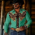 thumbnail image 2 of xfsWaSs Men's Western Cowboy Shirts Retro Print Western Shirt Long Sleeve Cowboy Collared Button Down Tops Casual Blouses Festival Party Shirts, 2 of 4