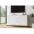 thumbnail image 2 of 55"W Modern Accent Storage Sideboard Buffet Cabinet, Kitchen Sideboard Cabinet with 2 Doors and 3 Drawers, Modern Wood Coffee Bar Table for Dining Room, White, 2 of 9