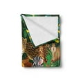 thumbnail image 2 of Zoo Soft Flannel Fleece Blanket, Animals in the Jungle Funny Expressions Exotic Comic Cheer Natural Habitat Illustration, Cozy Plush for Indoor and Outdoor Use, 50" x 70", Multicolor, by Ambesonne, 2 of 5