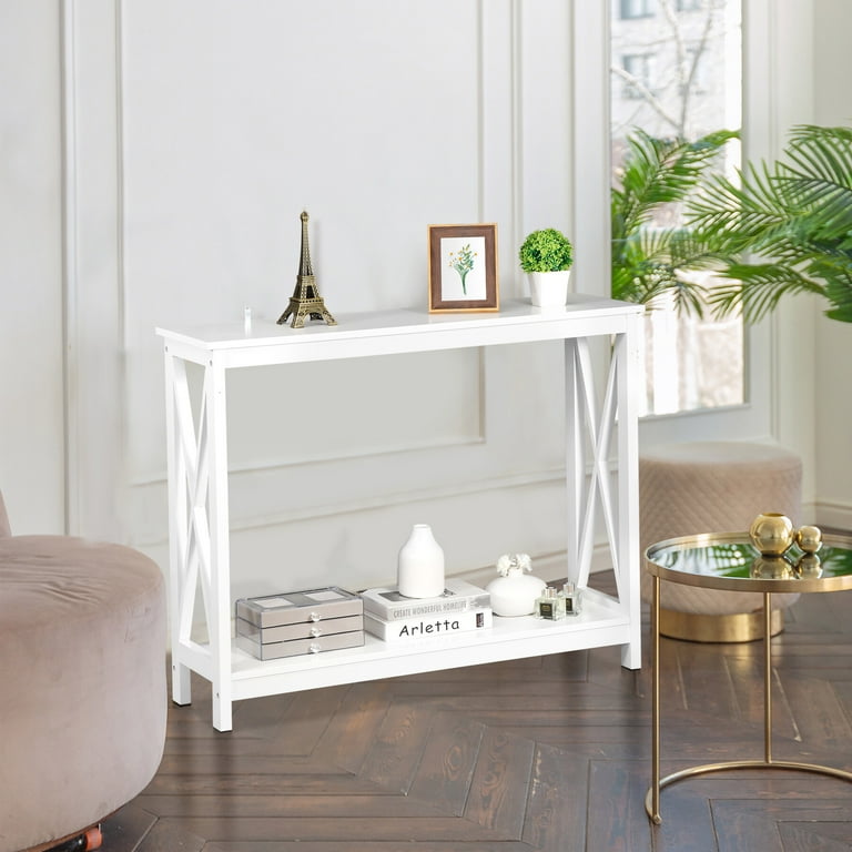 us様 ZENSTYLE X Shape Wood Console Table, Behind Couch Sofa