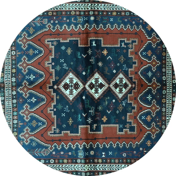 Ahgly Company Indoor Round Persian Light Blue Traditional Area Rugs, 4' Round