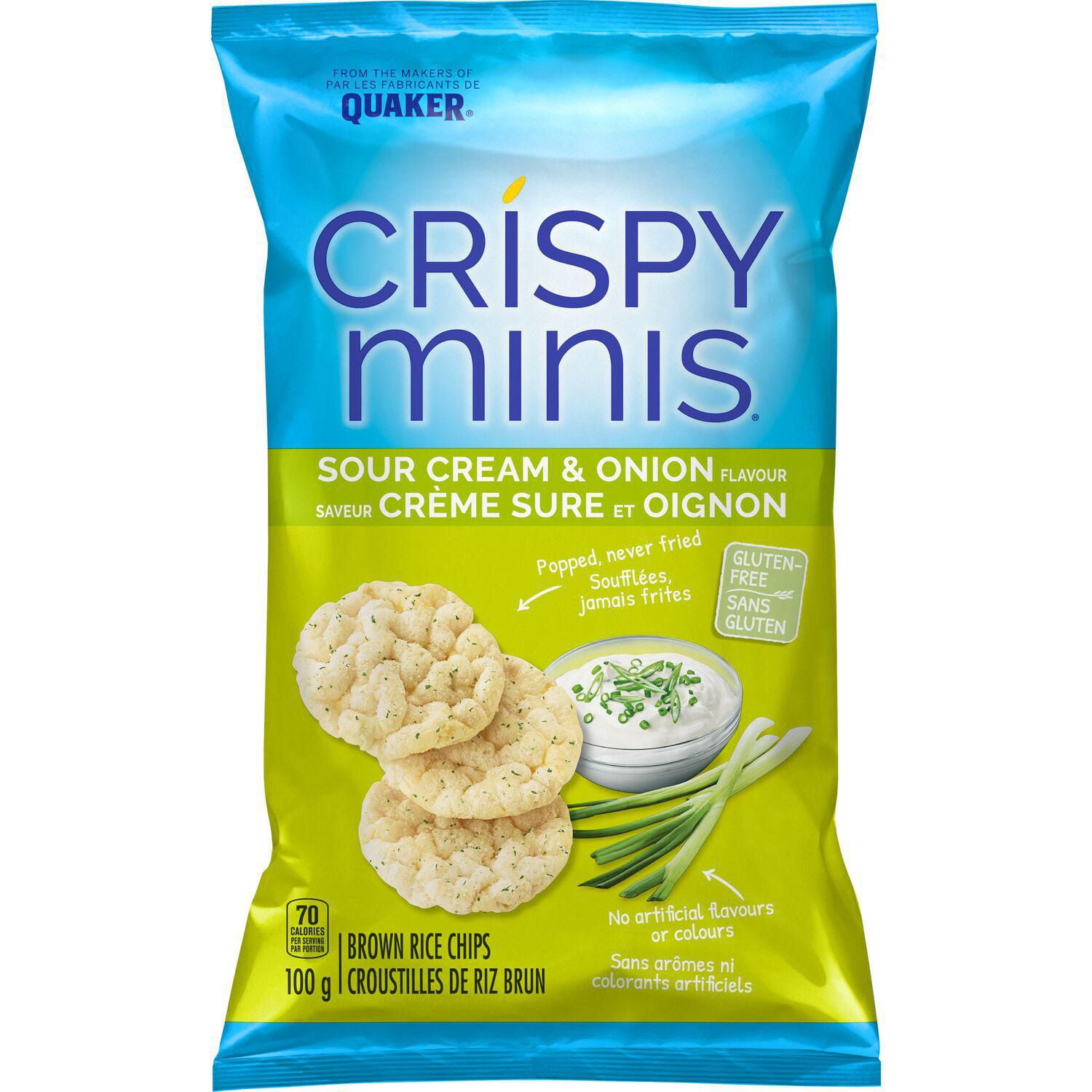Quaker Crispy Minis Croustilles de riz brun Saveur Crème sure et oignon