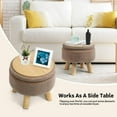 thumbnail image 6 of Small Round Ottoman with Storage, Ottoman Foot Rest in Teddy Velvet, Footstool with Wood Legs and Soft Sponge,Small Accent Table or Plant Stand for Living Room, Bedroom, Couch, Enterway(Camel Brown), 6 of 7